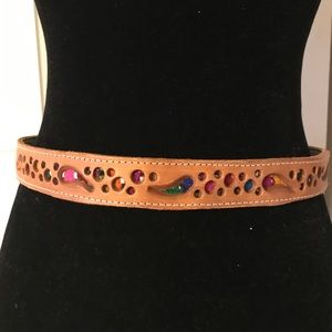 Genuine Homemade Mexican Leather belt with woven underlay